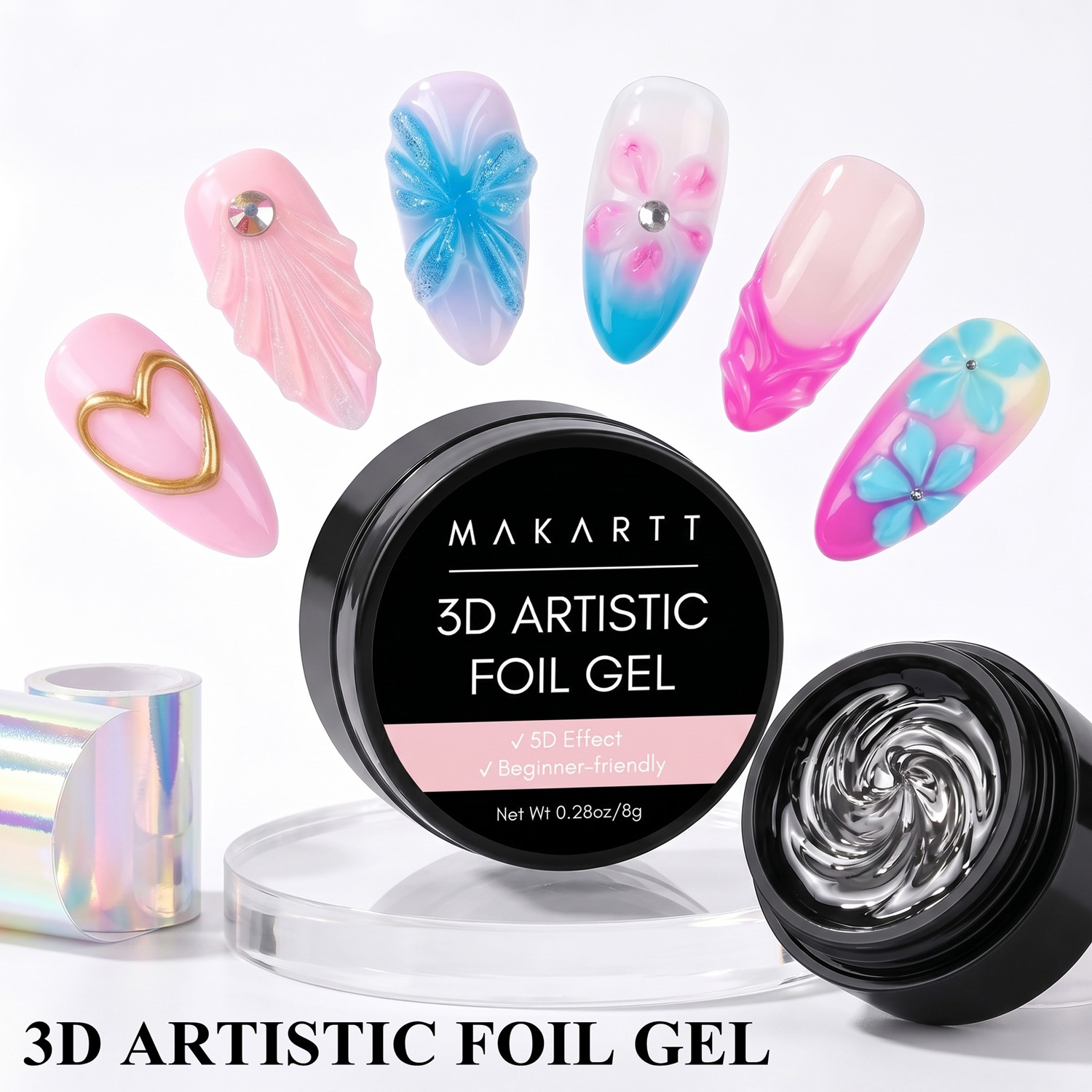 Uv Led Lamp Nail - Makartt 3D Tırnak Jeli 8ml Tırnak