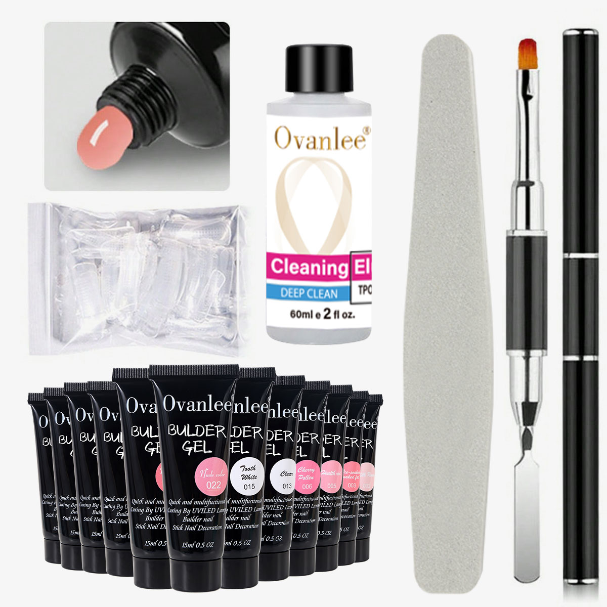 Polygel Nail Kit - Ovanlee 18 Parçalı Tırnak Yapıcı Jel