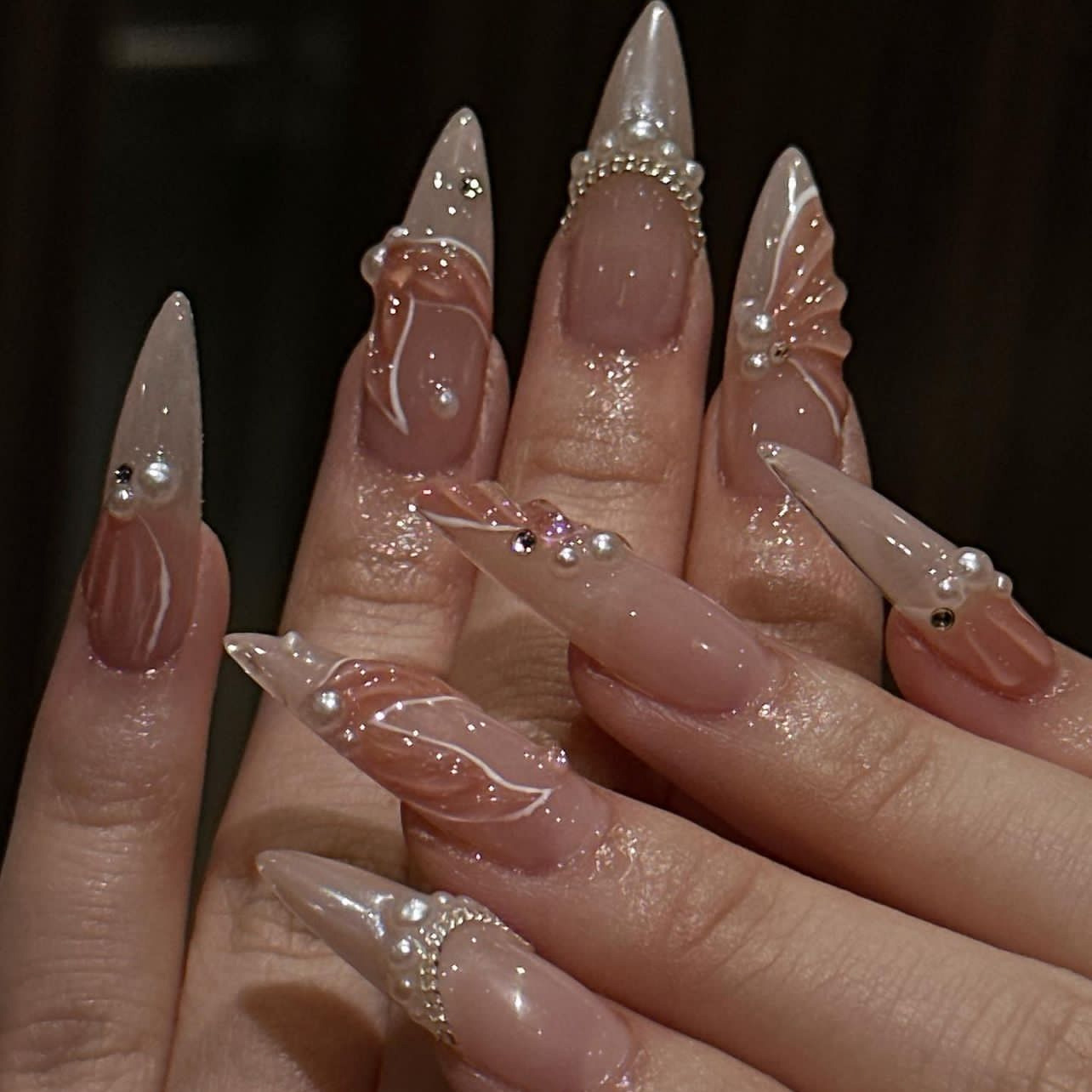 Nail Art French - 24 Adet Moda Takma Tırnaklar İnci