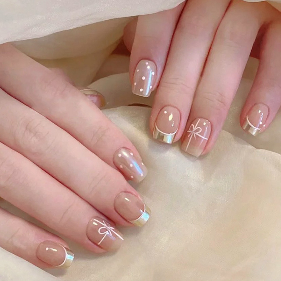 Nail Art French - Kadınlar ve kızlar için kısa kare