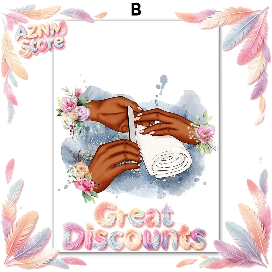 Nail Art Flower - Duvar Sanatı Kanvas Tablo Çiçek Moda