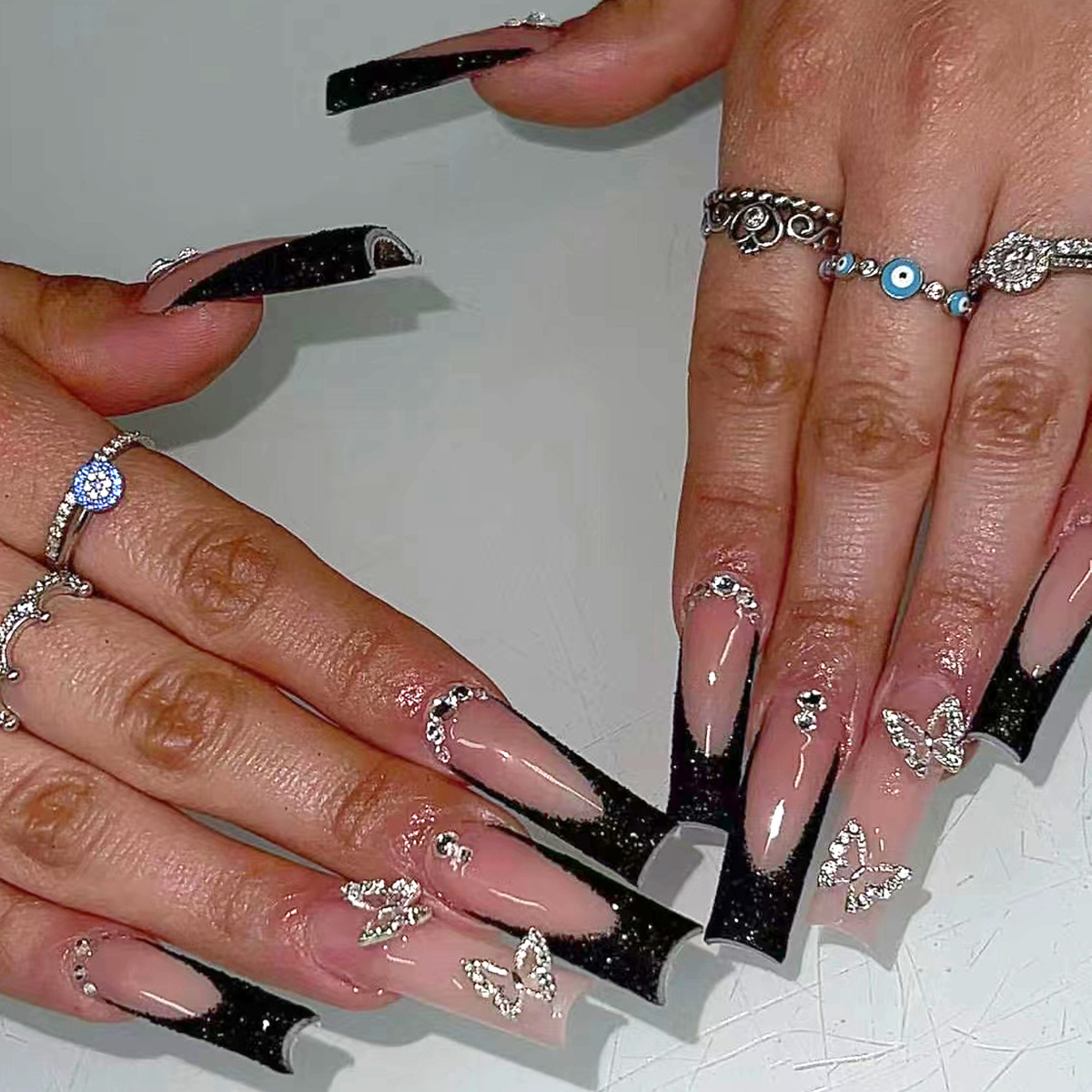Nail Art French - 24 Adet Siyah Fransız Takma Tırnak