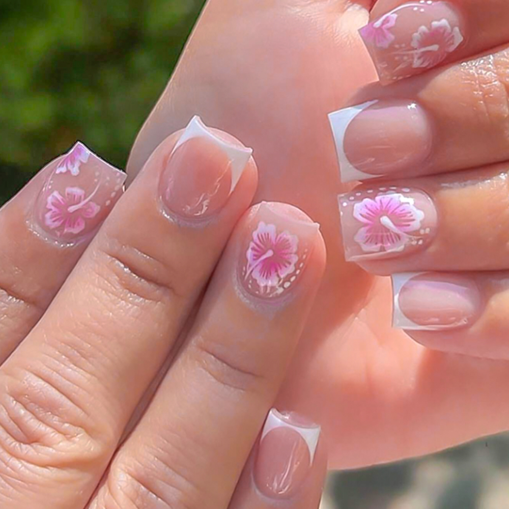 Nail Art Flower - 24 adet fransız çiçek yanlış çivi