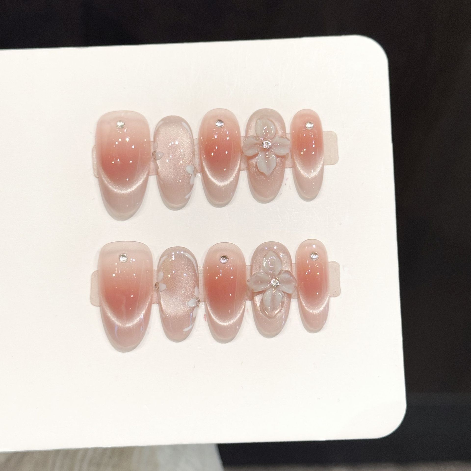 Nail Art Flower - 10 adet El Yapımı Takma Tırnak