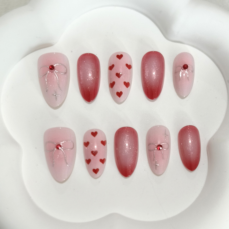 Nail Art French - 10 adet tatlı sevimli kalp şeklinde