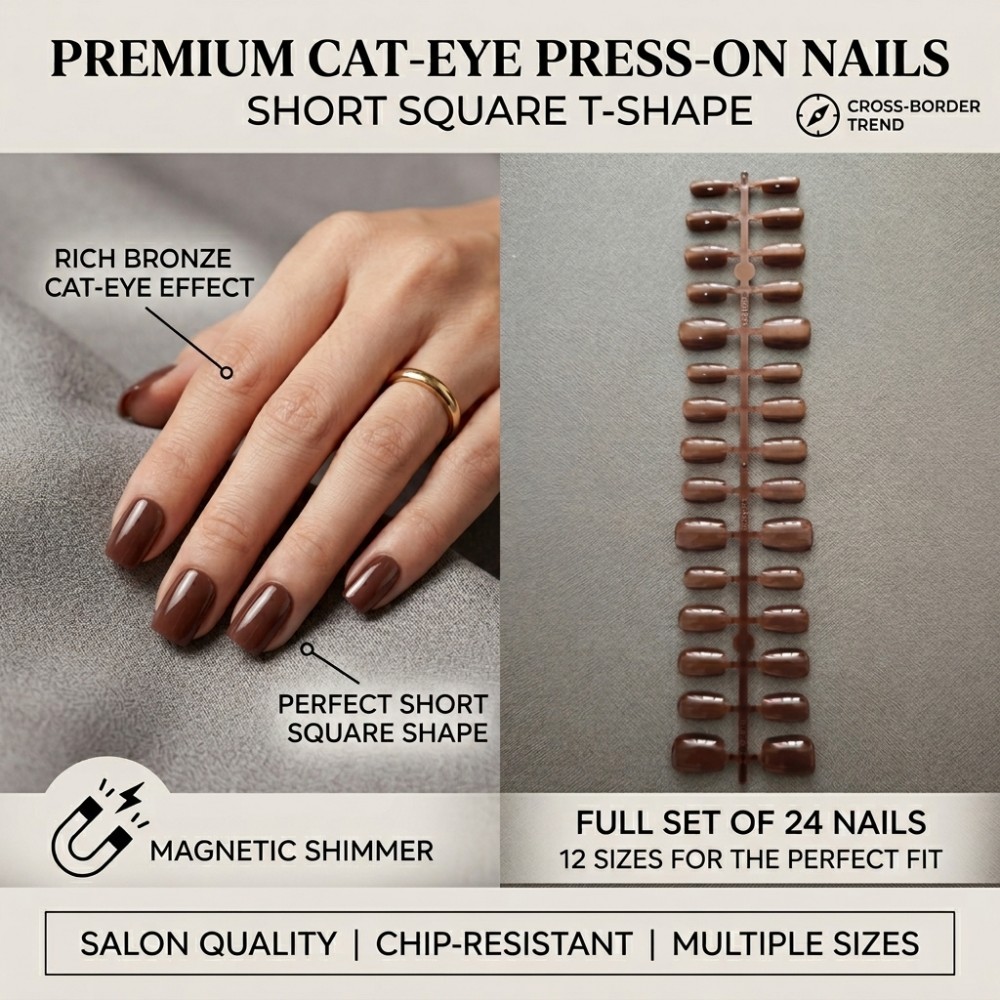 24 Adet Kısa Kare Takma Tırnak - Nail Art Extension Cat Eye incelemesi ve fiyatı