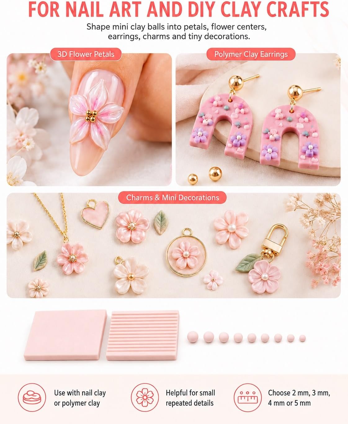 4 Adet 3D Baskı Kil Jel Topu Y - Nail Art Flower incelemesi ve fiyatı