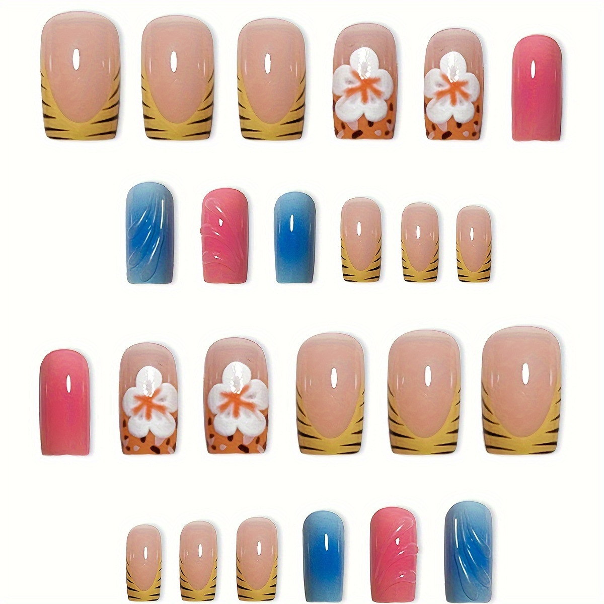24 adet Kısa Kare Kafa Yanlış  - Nail Art Flower incelemesi ve fiyatı