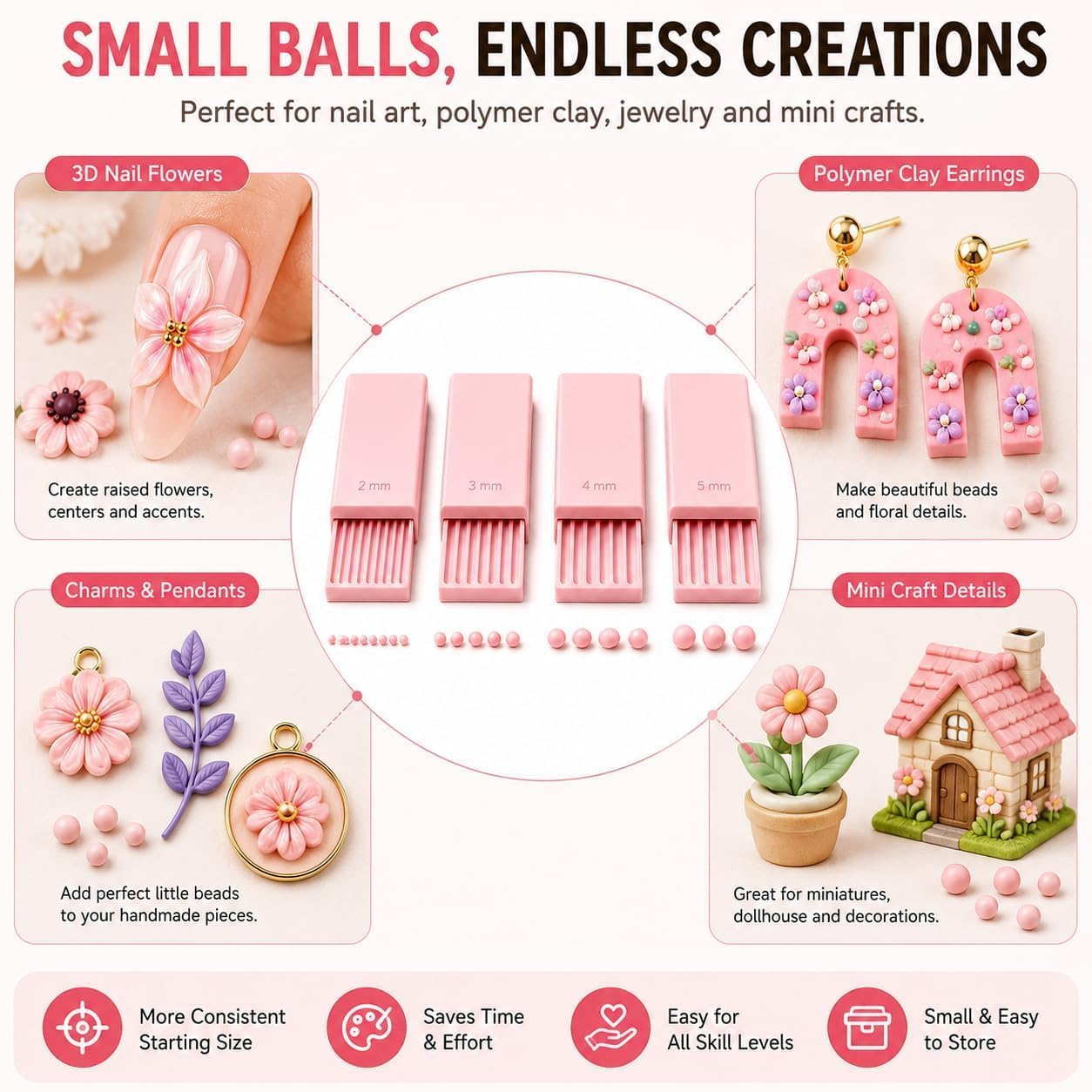 4 Adet 3D Baskı Kil Jel Topu Y - Nail Art Flower incelemesi ve fiyatı