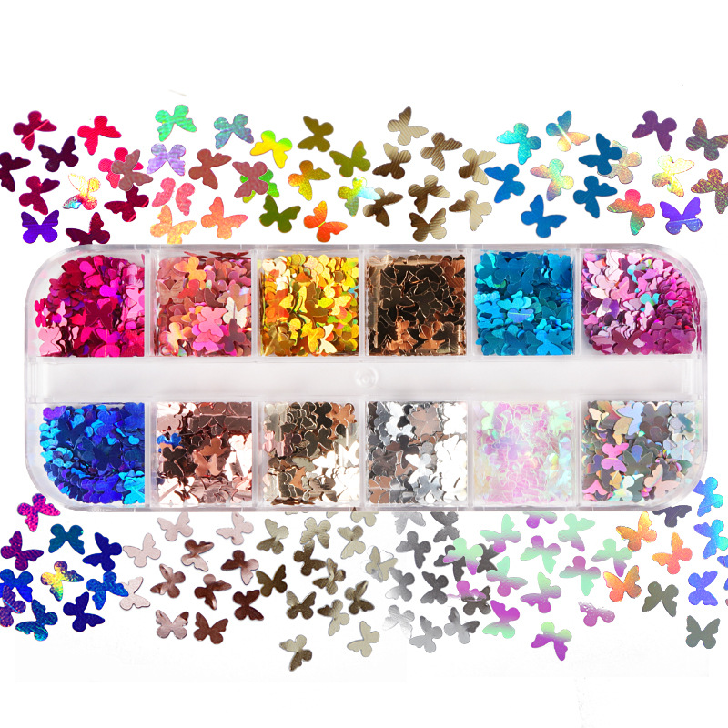 Mix renk floresan kelebek Glit - Nail Art Ombre incelemesi ve fiyatı