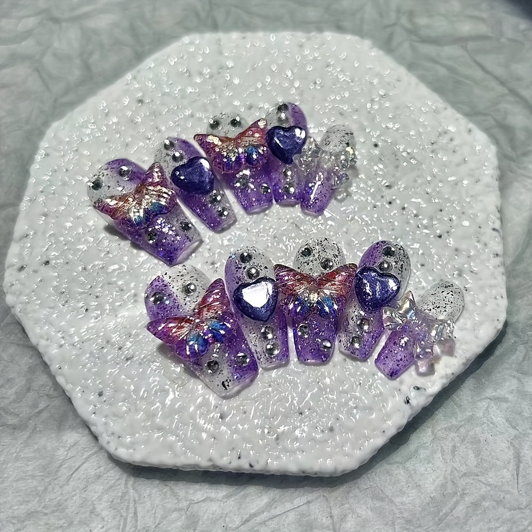 10 adet Mor Fantezi Kelebek ta - Nail Art Y2K incelemesi ve fiyatı