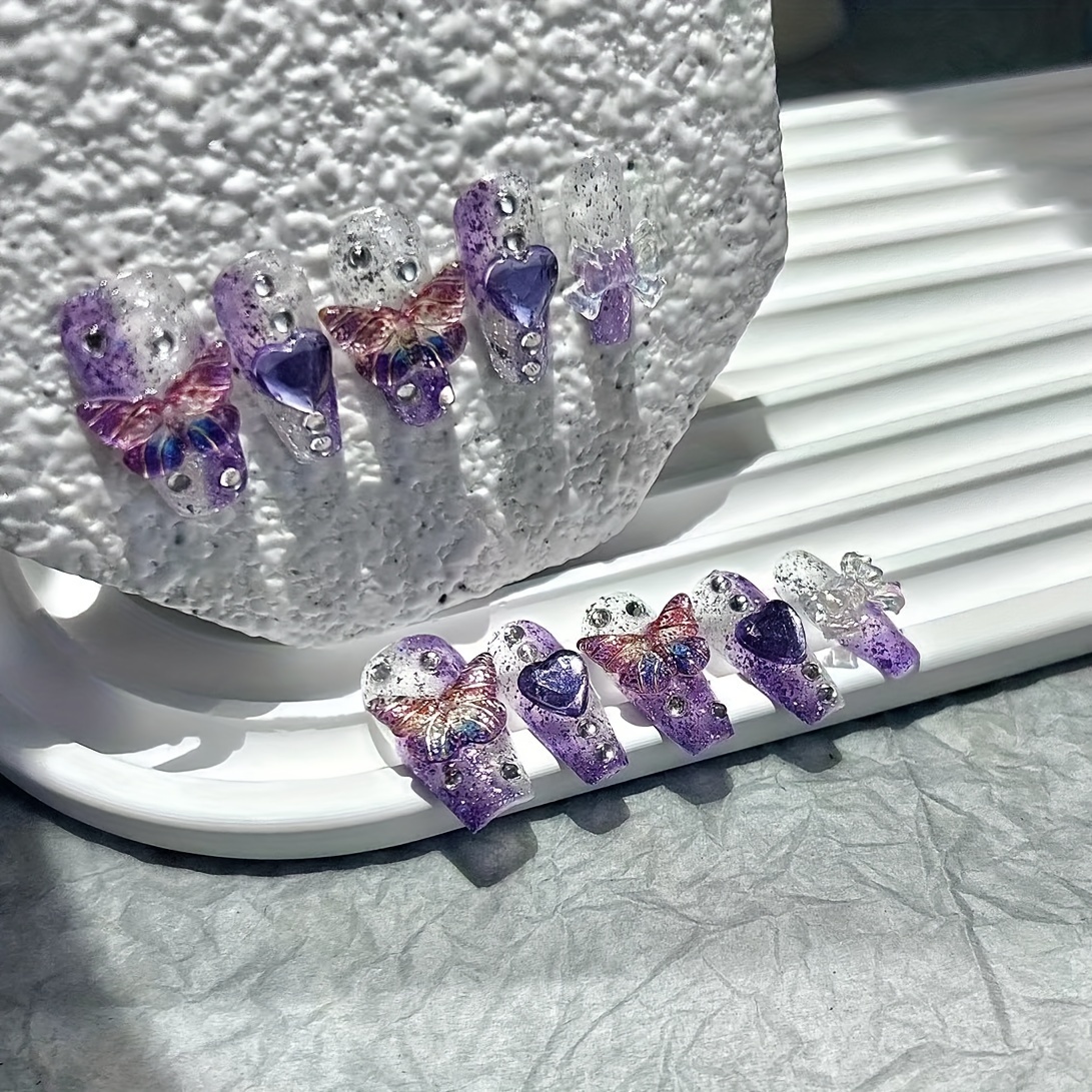 10 adet Mor Fantezi Kelebek ta - Nail Art Y2K incelemesi ve fiyatı