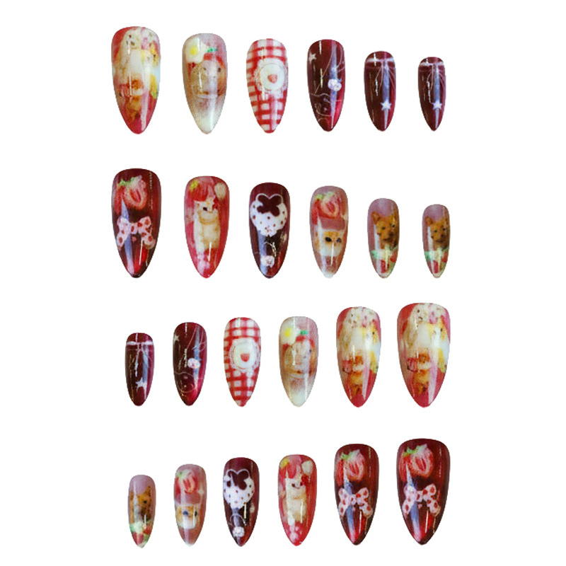24 Adet Çilekli Kedi Gözü Takm - Nail Art Y2K incelemesi ve fiyatı
